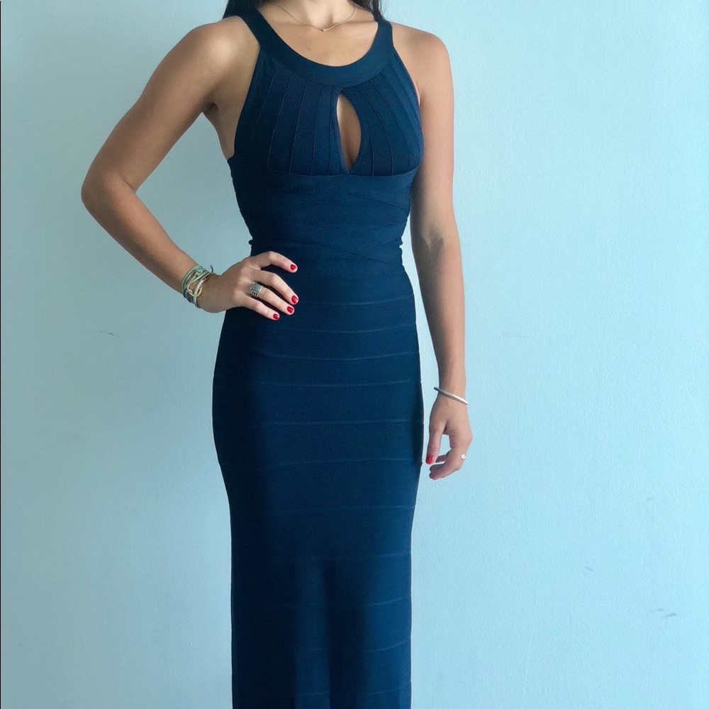Herve Leger Navy Blue Bandage Gown